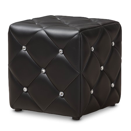 Baxton Studio Stacey Modern Black Faux Leather Upholstered Ottoman 143-8147